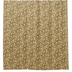 Rideaux De Douche William Morris Thistle Damask, Taupe Tan et Beige