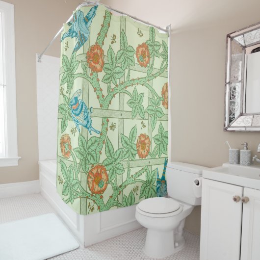 Rideaux De Douche William Morris Trellis Bird Flore (En situation)