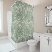 Rideaux De Douche William Morris tulip fond textile vert (En situation)