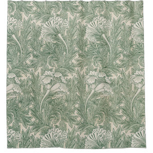 Rideaux De Douche William Morris tulip fond textile vert