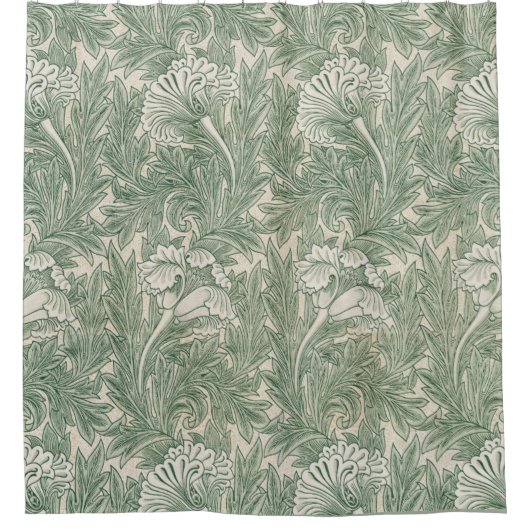 Rideaux De Douche William Morris tulip fond textile vert (Devant)