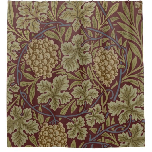 Rideaux De Douche William Morris Vine Grappe Rouge Vert Art (Devant)