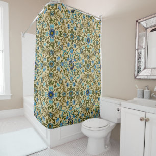 Rideaux De Douche William Morris Vintage Blue Motif Sans Couture