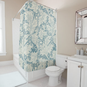 Rideaux De Douche William Morris Wallflower bleu damas floral