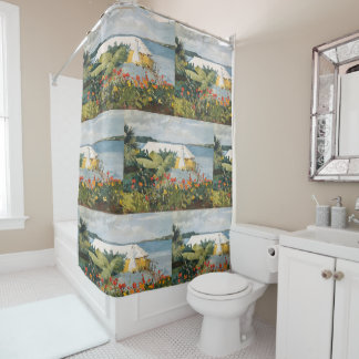 Rideaux De Douche Winslow Homer Flower Garden et Bungalow Bermudes