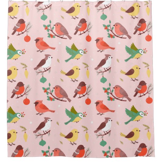 Rideaux De Douche Winter Christmas Birds Kids (Devant)