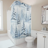 Rideaux De Douche Winter Forest Serenity – Snow-Covered Woodland (En situation)