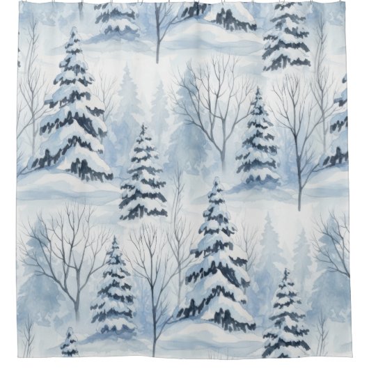 Rideaux De Douche Winter Forest Serenity – Snow-Covered Woodland (Devant)