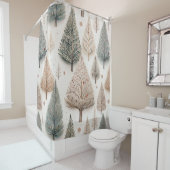 Rideaux De Douche Winter Trees - Rustic Holiday Forest (1) (En situation)