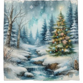 Rideaux De Douche Winter Wonderland avec sapin de Noël (Devant)