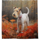 Rideaux De Douche Wirefox Terrier en automne Leaves automne Inspire (Devant)