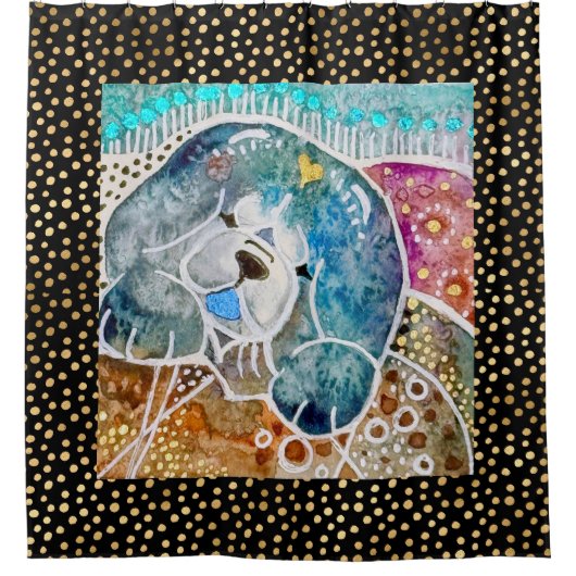 Rideaux De Douche WOBBLE-ROCK Chow chien aquarelle batik (Devant)