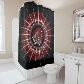 Rideaux De Douche Wolf Et Mandala Rouge Blanc Noir Moderne (En situation)