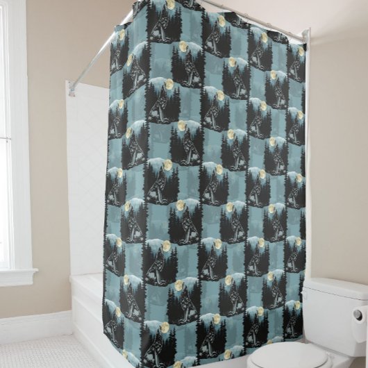 Rideaux De Douche Wolf Howling À Moon Design Motif