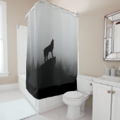 Rideaux De Douche Wolf hurle sur la lune (En situation)