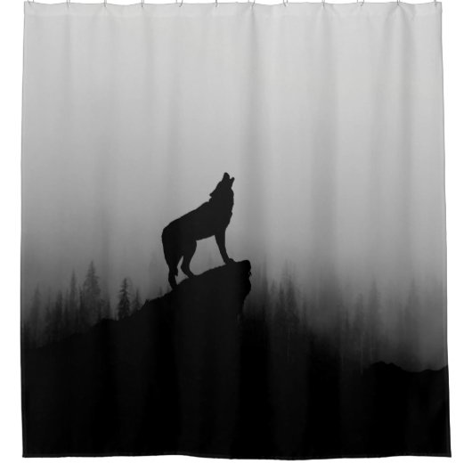 Rideaux De Douche Wolf hurle sur la lune (Devant)
