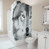 Rideaux De Douche Wolf Portrait noir blanc (En situation)