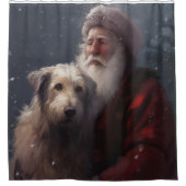 Rideaux De Douche Wolfhound avec Noël Festif du Père Noël (Devant)