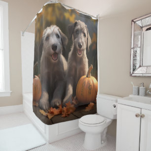 Rideaux De Douche Wolfhound Chiot Automne Citrouille de plaisir