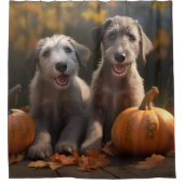 Rideaux De Douche Wolfhound Chiot Automne Citrouille de plaisir (Devant)
