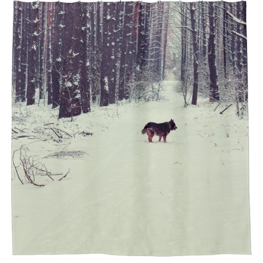 Rideaux De Douche Wonderland d'hiver : Forêt de pins neigeux (Devant)