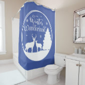 Rideaux De Douche Wonderland Winter Scène d'hiver avec cerf (En situation)