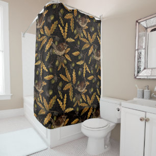 Rideaux De Douche Wrens et cors sur noir