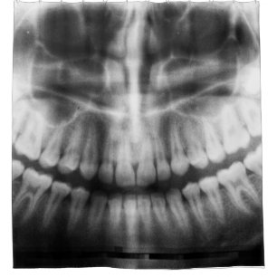 Rideaux De Douche X-Ray Teeth Bouche sourire noir et blanc