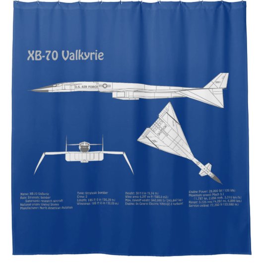 Rideaux De Douche XB-70 Valkyrie - Plan de plan d'avion ABD (Devant)