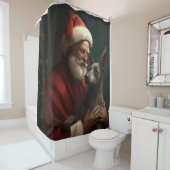 Rideaux De Douche Xoloitzcuintli avec Noël Festif du Père Noël (En situation)