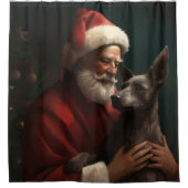 Rideaux De Douche Xoloitzcuintli avec Noël Festif du Père Noël (Devant)