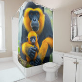 Rideaux De Douche Yellow and Black Monkeys (En situation)