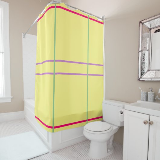 Rideaux De Douche Yellow Green Purple Pink Geometric  (En situation)