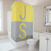 Rideaux De Douche Yellow & Grey Modern Initials monogram (En situation)