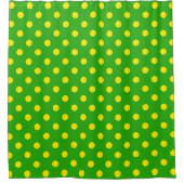 Rideaux De Douche Yellow On Green Polka Dots Pattern Design  (Devant)