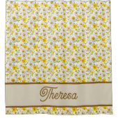 Rideaux De Douche Yellow Wildflowers Pattern Monogram Name (Devant)