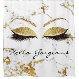 Rideaux De Douche Yeux de marbre magnifiques d'or de bonjour