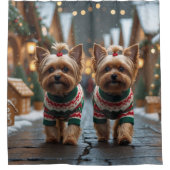 Rideaux De Douche Yorkipoo Dogs Christmas Snow Holiday (Devant)