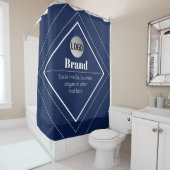 Rideaux De Douche Your Logo & Customizable Modern Design | Navy Blue (En situation)