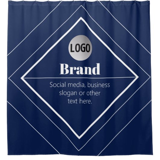 Rideaux De Douche Your Logo & Customizable Modern Design | Navy Blue (Devant)