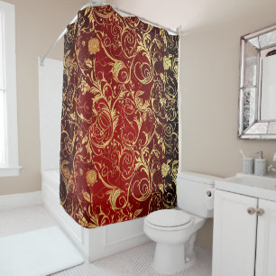 Rideaux De Douche Yuletide Opulence : Threads dorés de Noël