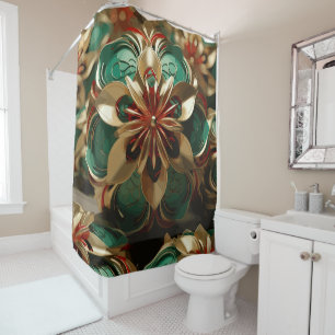 Rideaux De Douche Yuletide Opulence : Threads dorés de Noël