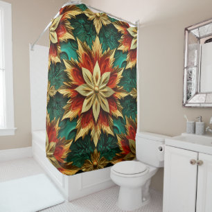 Rideaux De Douche Yuletide Opulence : Threads dorés de Noël
