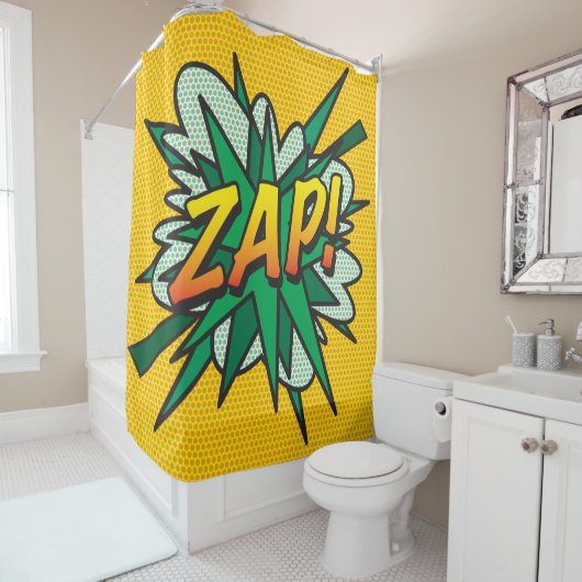 Rideaux De Douche ZAP Fun Retro Comic Book Pop Art (En situation)