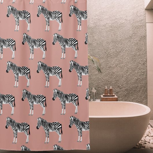 Rideaux De Douche Zebra Exotic Animal Motif rose pâle