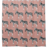 Rideaux De Douche Zebra Exotic Animal Motif rose pâle (Devant)