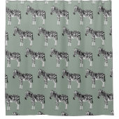 Rideaux De Douche Zebra Exotic Animal Motif Sage Green (Devant)
