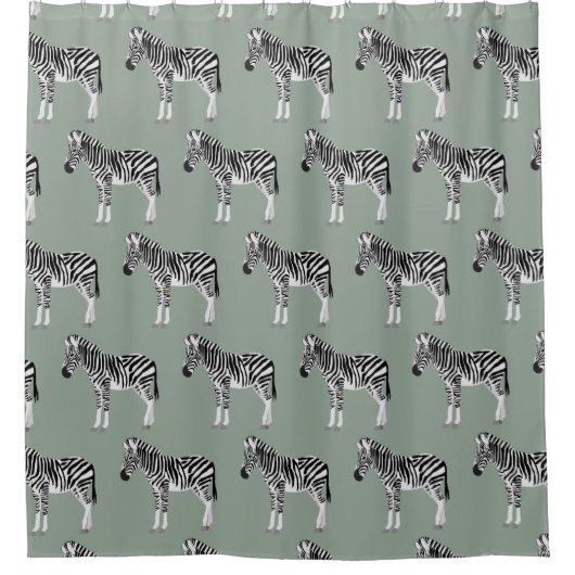 Rideaux De Douche Zebra Exotic Animal Motif Sage Green (Devant)