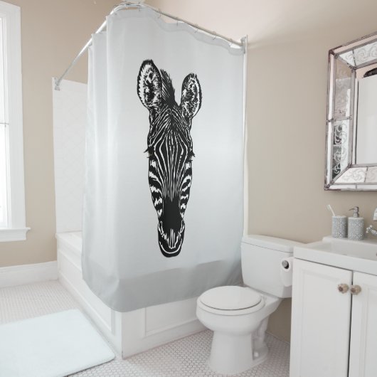 Rideaux De Douche Zebra Head sur Silver (En situation)