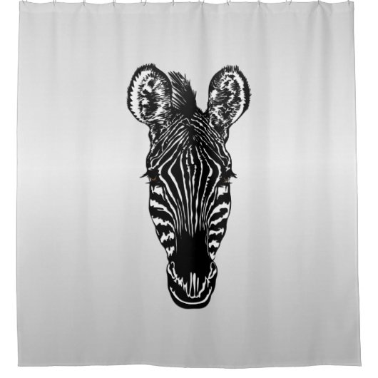 Rideaux De Douche Zebra Head sur Silver (Devant)
